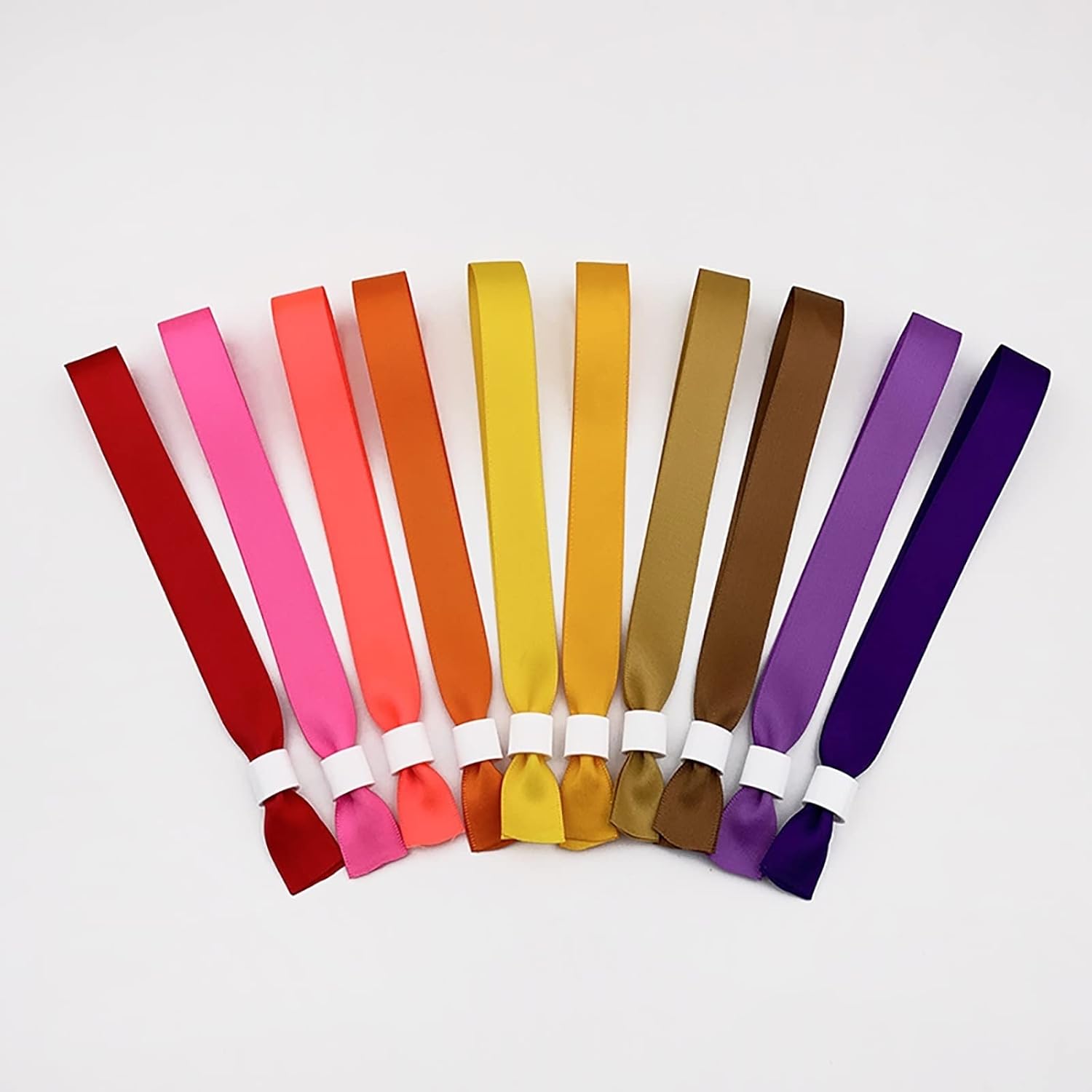 Paquete de 100 pulseras de tela para eventos, pulseras de tela de color sólido, pulseras de color sin logotipo resistentes al logotipo, adecuadas