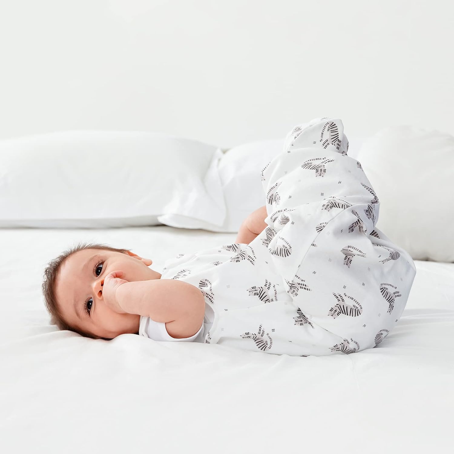 Duomiaomiao TOG 0.5 – Saco de dormir unisex para bebé, 100% algodón natural, saco de dormir con cremallera de 2 vías, 0.5 Tog-tigre
