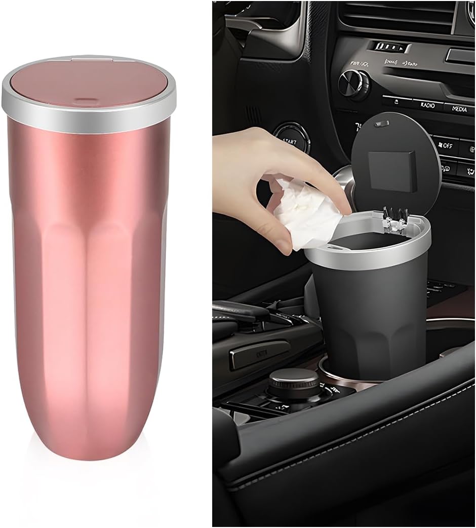Cubo de basura para automóvil con tapa, mini contenedor de basura para automóvil, a prueba de fugas e impermeable, cesta de basura multiusos para