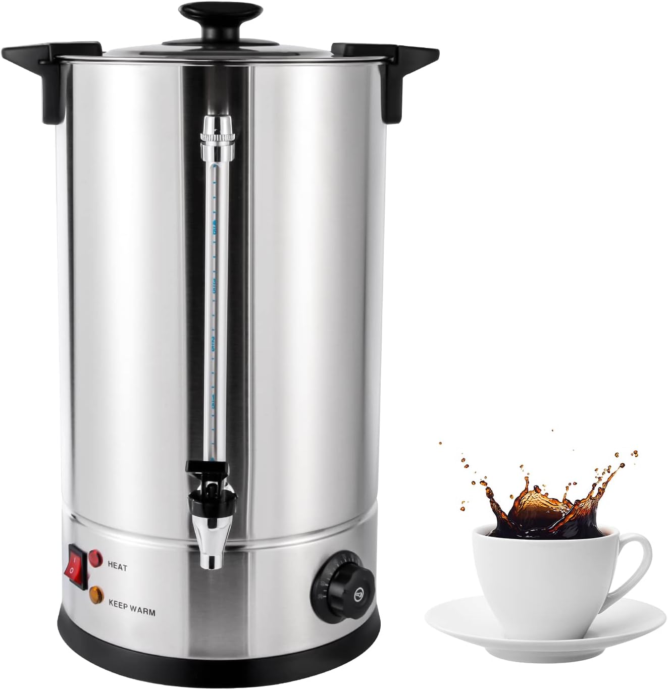 Urna de café comercial de acero inoxidable, dispensador de café de preparación rápida, dispensador de bebidas calientes, urna de agua caliente para