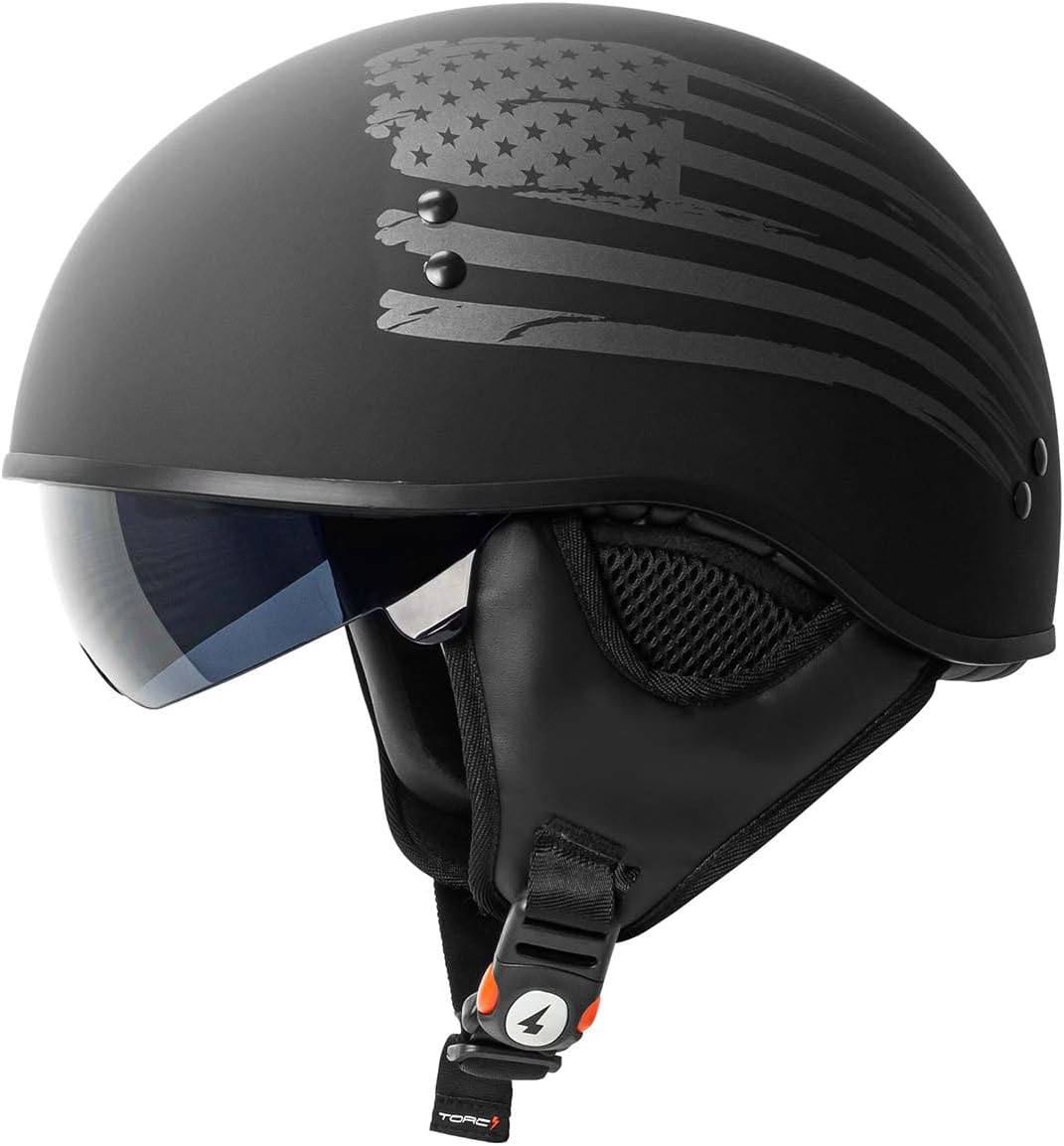 TORC T59 Motorcycle Half Helmet with Magnetic Buckle DOT Approved