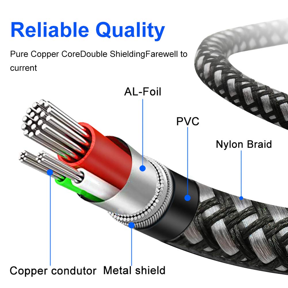 Cable RCA de audio y video de 12 pies, Yeung Qee 3RCA macho a 3RCA macho compuesto AV cable compatible con decodificador, altavoz, amplificador,