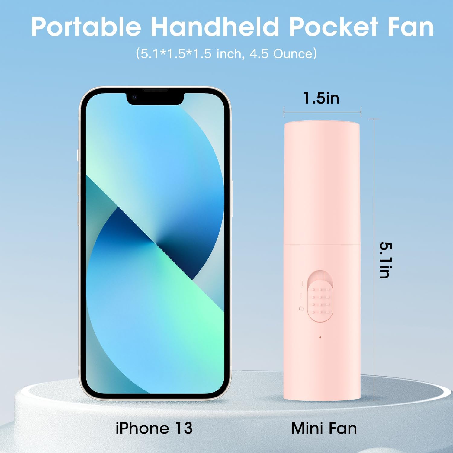 OLV Mini ventilador de mano portátil recargable de 3000 mAh USB alimentado por batería 22+horas de tiempo de funcionamiento, pequeño ventilador de