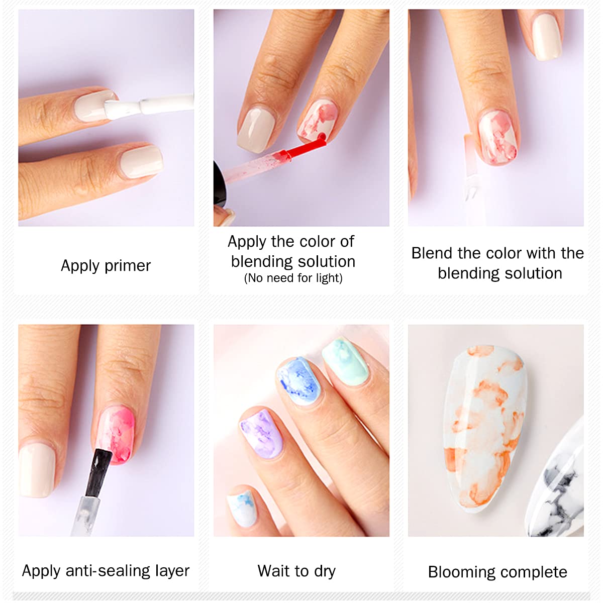 FERCAISH Blooming – Juego de esmaltes de uñas de gel con acuarela de tinta, color mármol, degradado, arte de uñas, tinte de agua para mujeres y