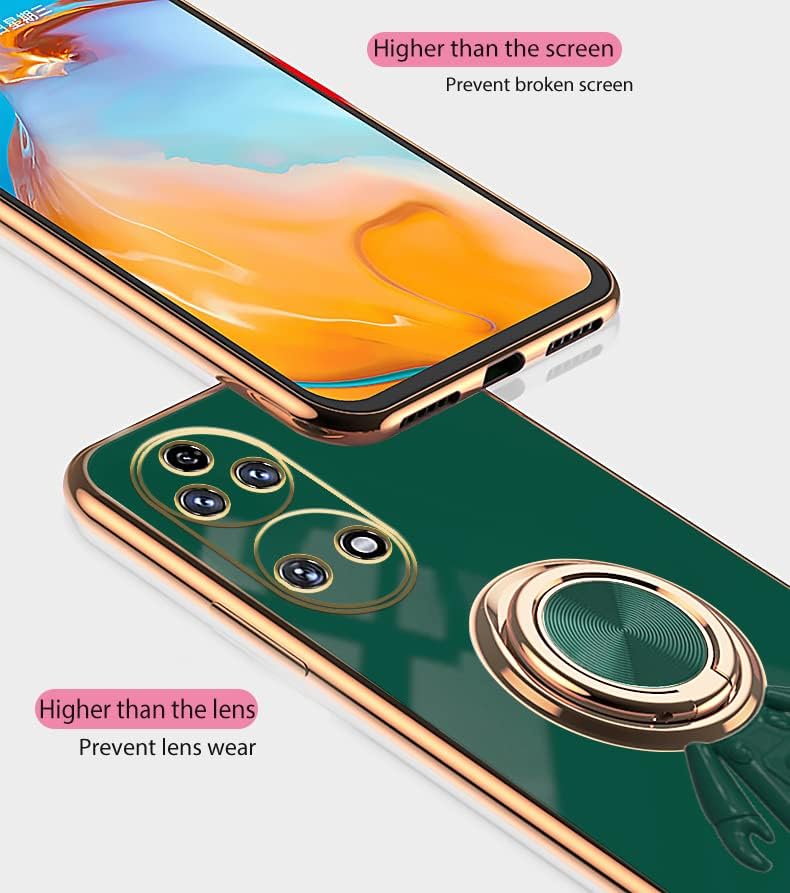 Wousunly Funda compatible con Huawei P50 Pro con soporte de anillo, patrón de astronauta giratorio de 360, color negro, funda para teléfono Huawei