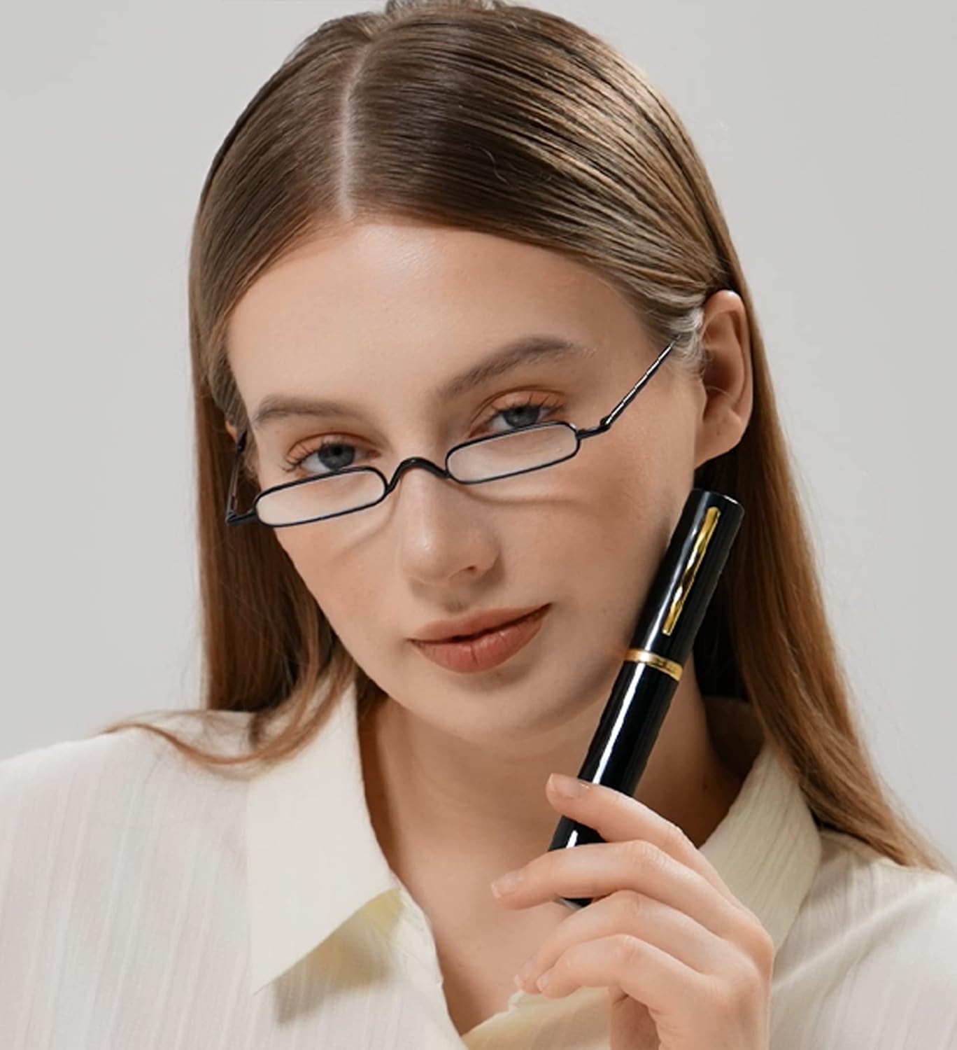 2 pares Slim Mini Metal Lectura Gafas Compacto Ligero Portátil Lectores con Gafas Caso para Lectura Caso +1.0 (Plata)