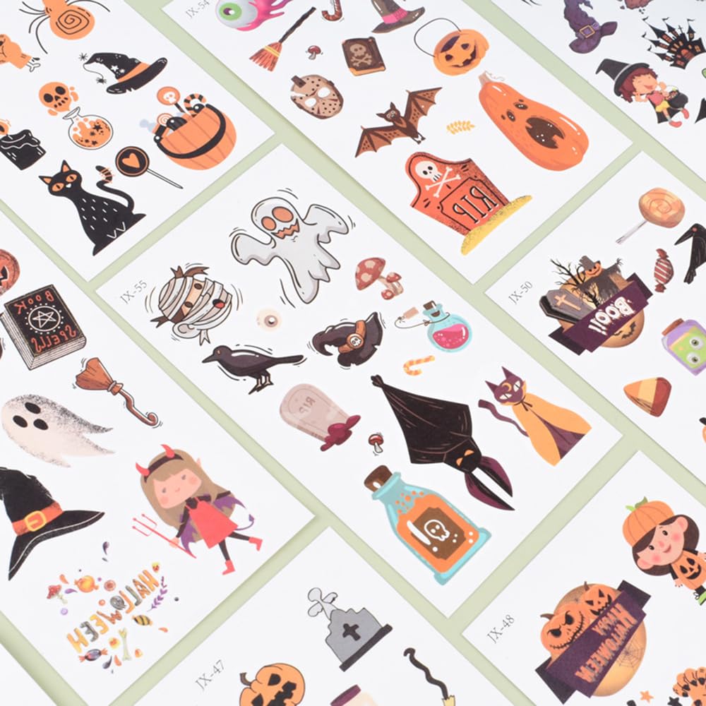 Kit de tatuaje temporal de Halloween de 10 piezas de calcomanías de tatuaje de transferencia de agua de dibujos animados  WLGDLH 10 diferentes
