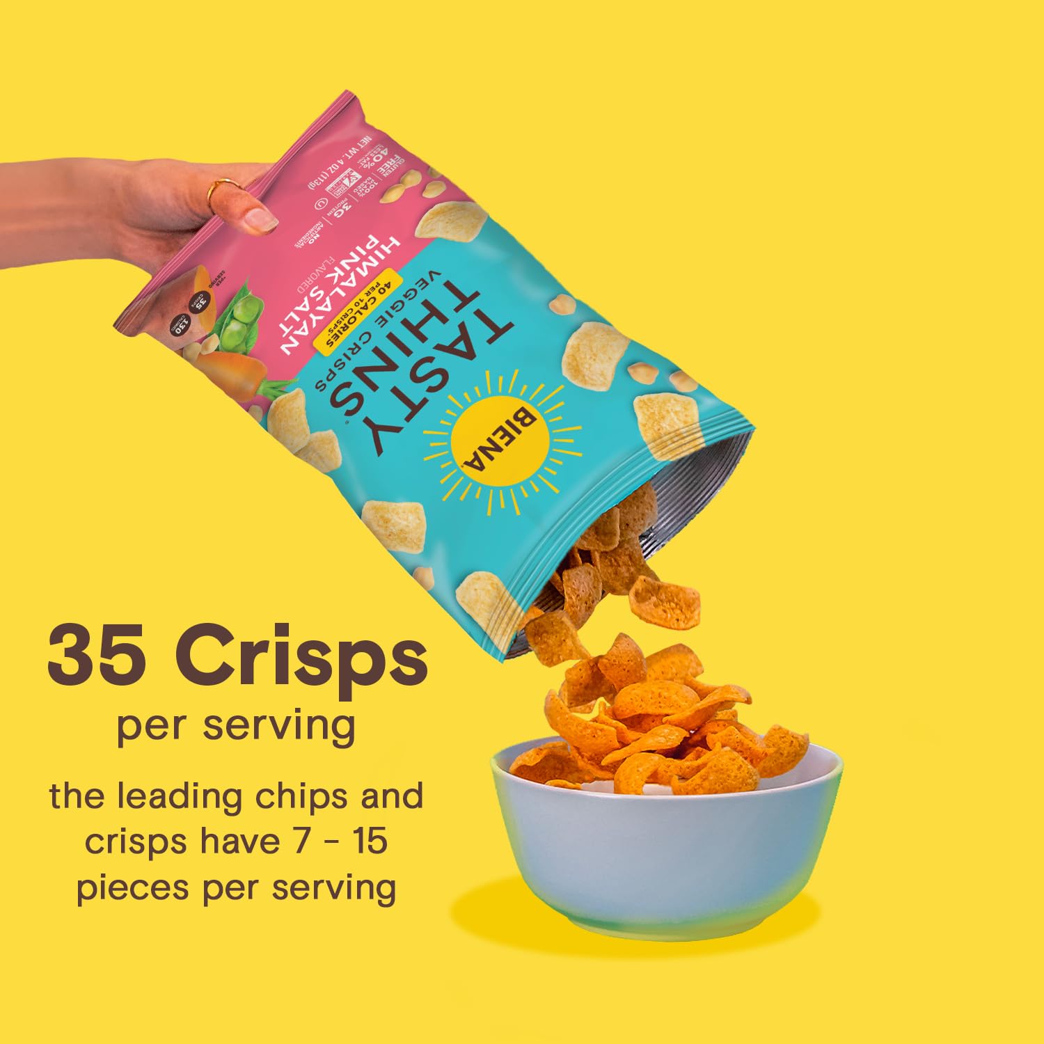 BIENA Tasty Thins – Chips vegetales de garbanzos  Sal marina, paquete de 4, bolsas de 4 onzas  Garbanzos y verduras, veganos, sin gluten, sin