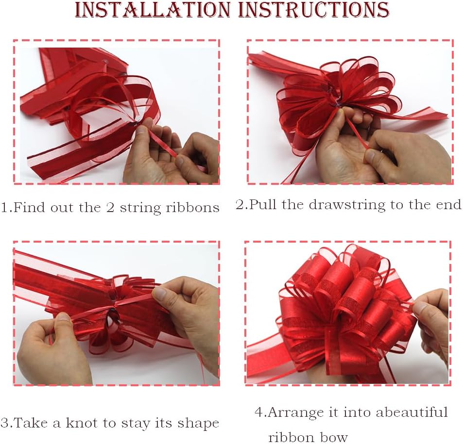 6 lazos de regalo grandes, lazos para envolver regalos, 6 pulgadas, cesta y decoración de boda, lazos de envoltura de regalos de vacaciones y