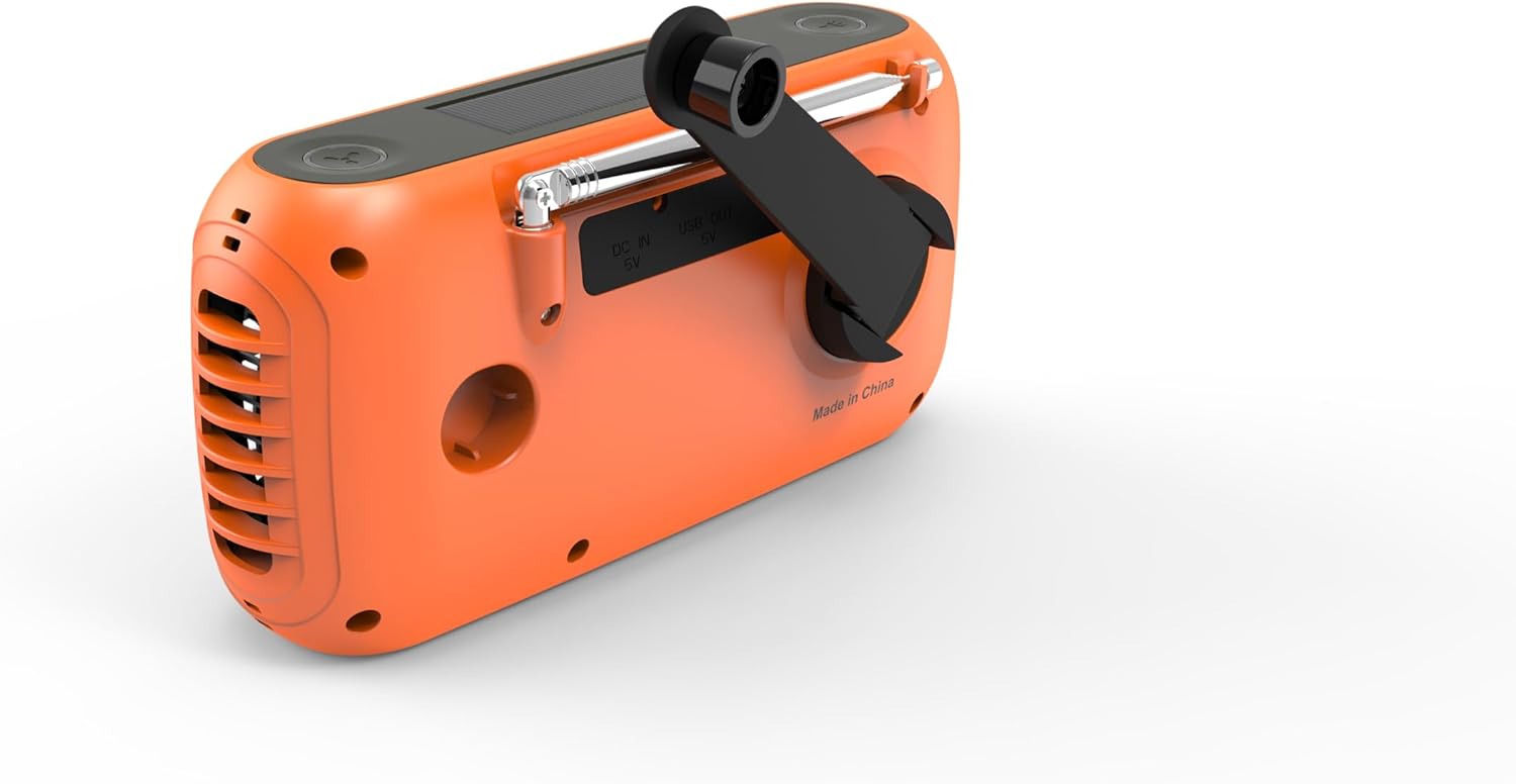 Kaito KA777 Radio de emergencia y ventilador portátil – Radio meteorológica AMFM NOAA y banco de energía de 4,000 mAh recargable con panel solar y