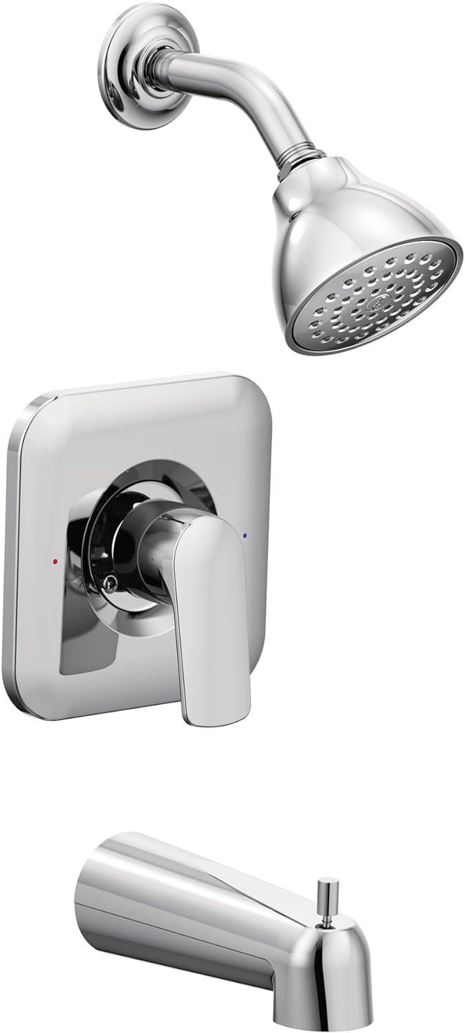 Moen T2813 Rizon Posi-Temp – Moldura para bañeraducha, requiere válvula, caudal de 2.5 GPM, cromado