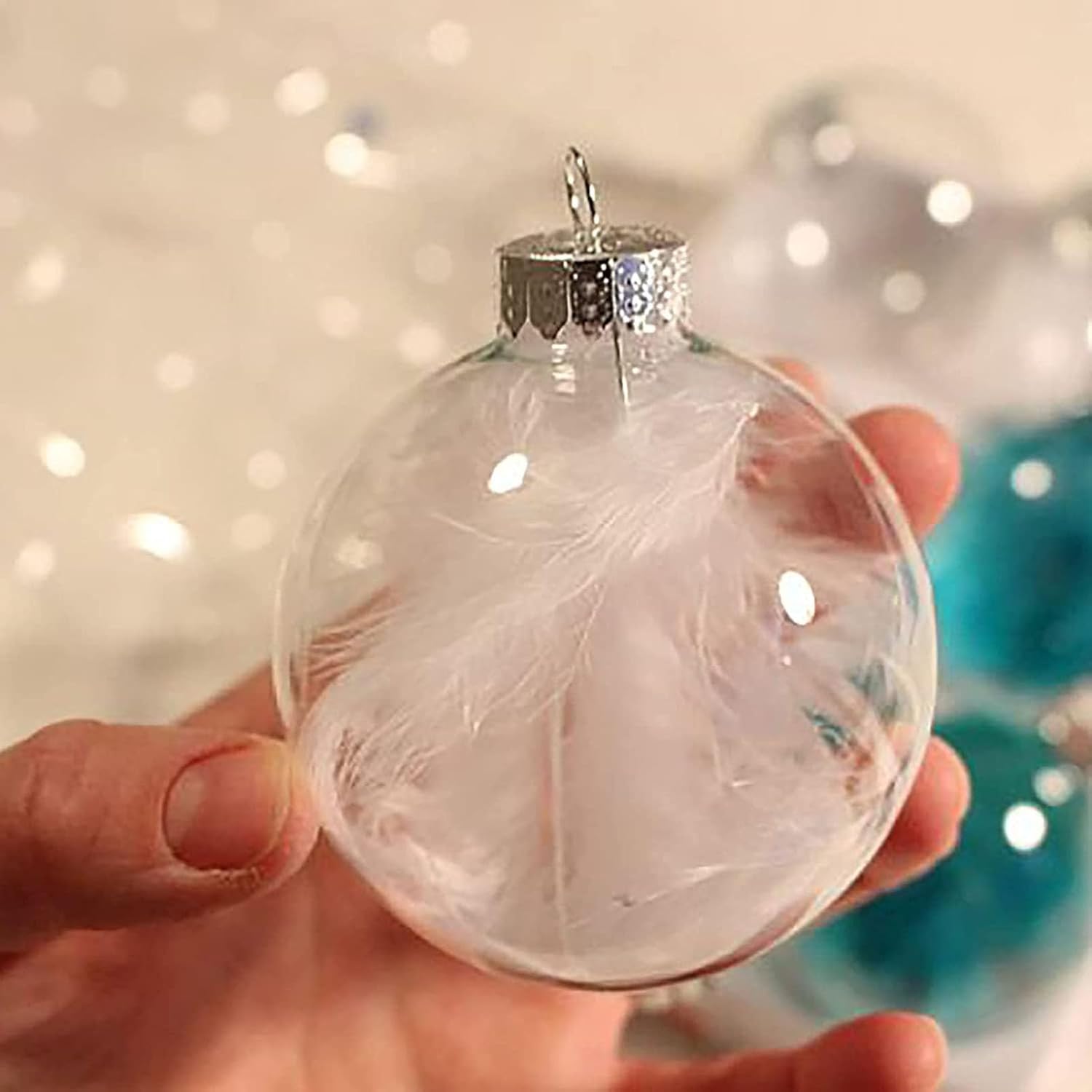 20 bolas decorativas transparentes desmontables para proyectos de manualidades, 2.36 pulgadas, plástico transparente recargable, Navidad, boda,