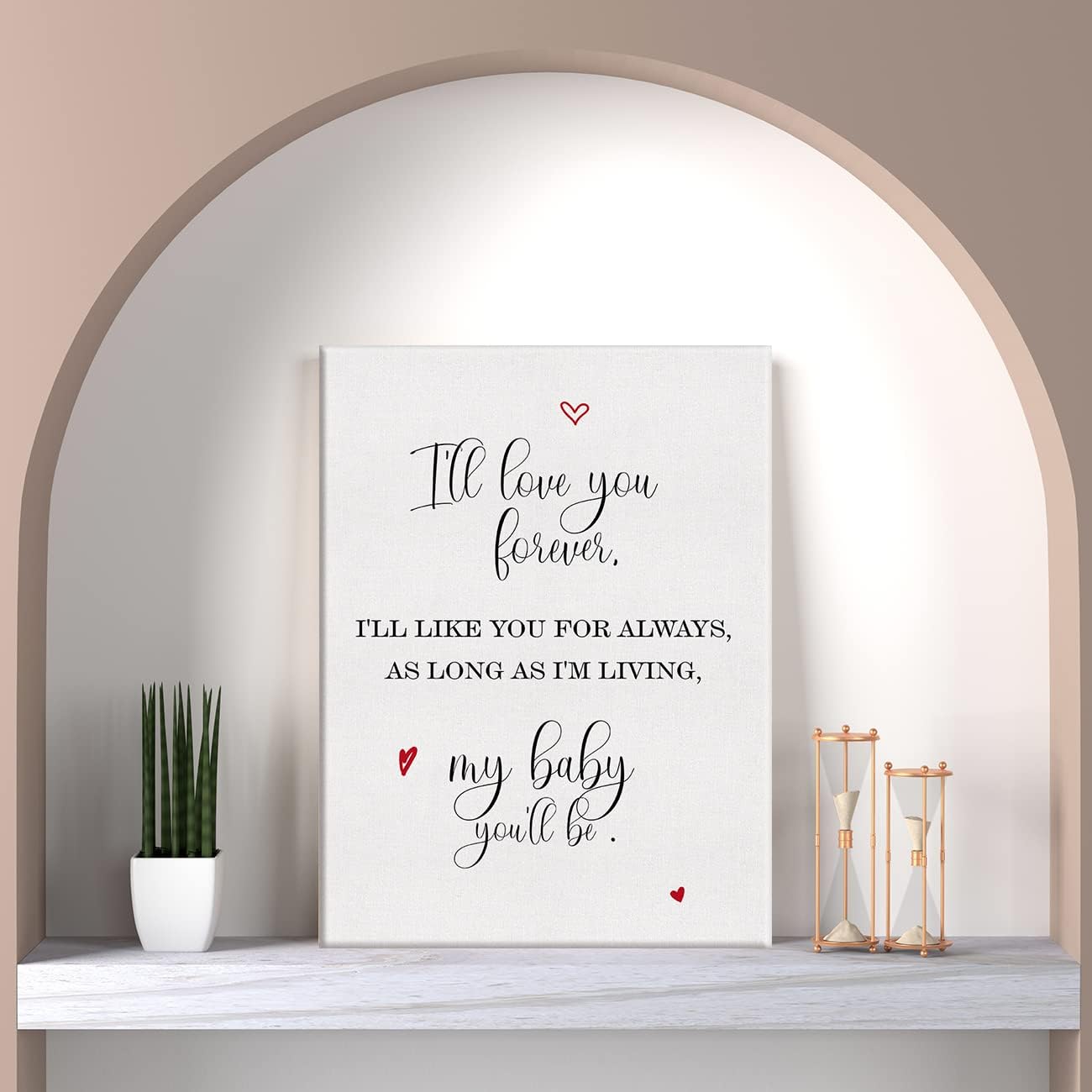 LEXSIVO Lienzo impreso con texto en inglés “I’ll Love You Forever” para el hogar, cuarto del bebé, decoración de pared de 12 x 15 pulgadas, póster