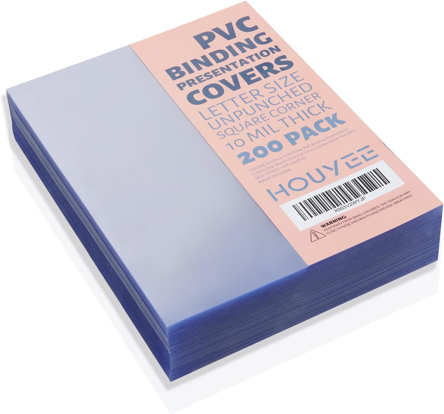 Paquete de 200 portadas transparentes de presentación de encuadernación, cubiertas de informes de PVC, 10 mil, 8-12 x 11 pulgadas, tamaño carta