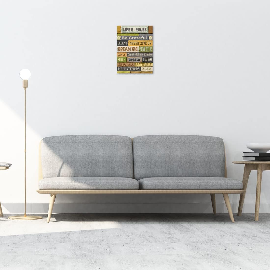 Merrleem Arte de pared con citas inspiradoras, reglas de la vida, decoración motivacional, impresión en lienzo para dormitorio, sala de estar (12 x