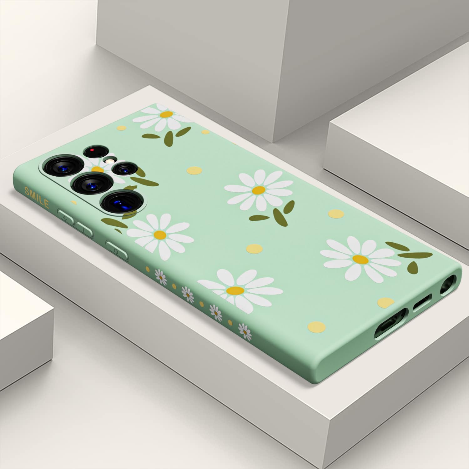 MINSCOSE Funda compatible con Samsung Galaxy S23 Ultra, diseño moderno de flores de crisantemo, bonito color neón brillante, funda protectora