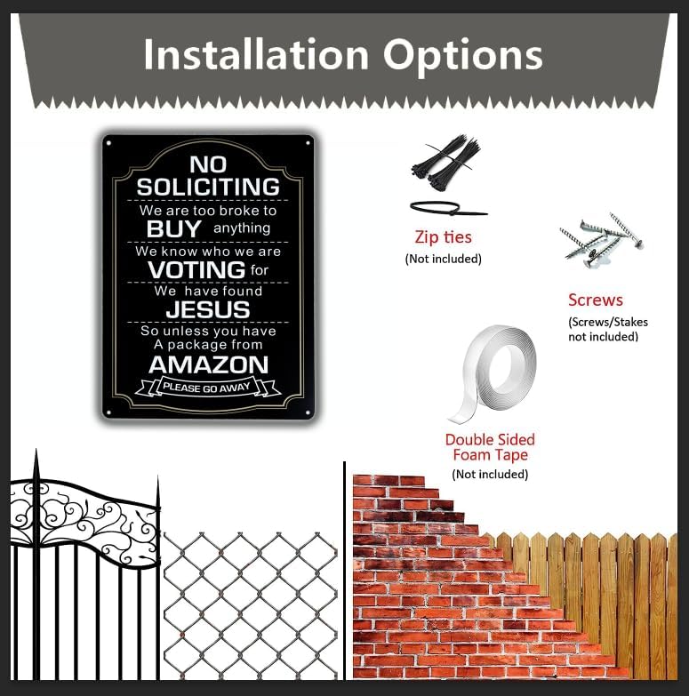Letreros grandes de No Soliciting para casa o negocio, paquete de 2 carteles de metal de aluminio de 14 x 10 pulgadas de 14 x 10 pulgadas, sin