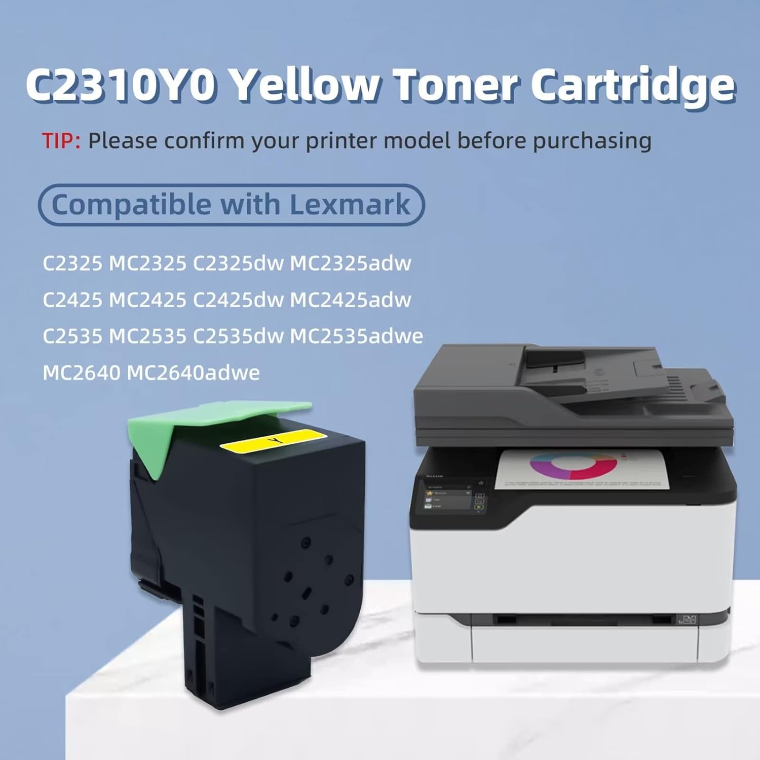 C2310Y0 Cartucho de tóner amarillo de repuesto para Lexmark C2325 C2325dw C2425 C2425dw C2535 C2535dw MC2325 MC2325adw MC2425 MC2425adw MC2535adwe
