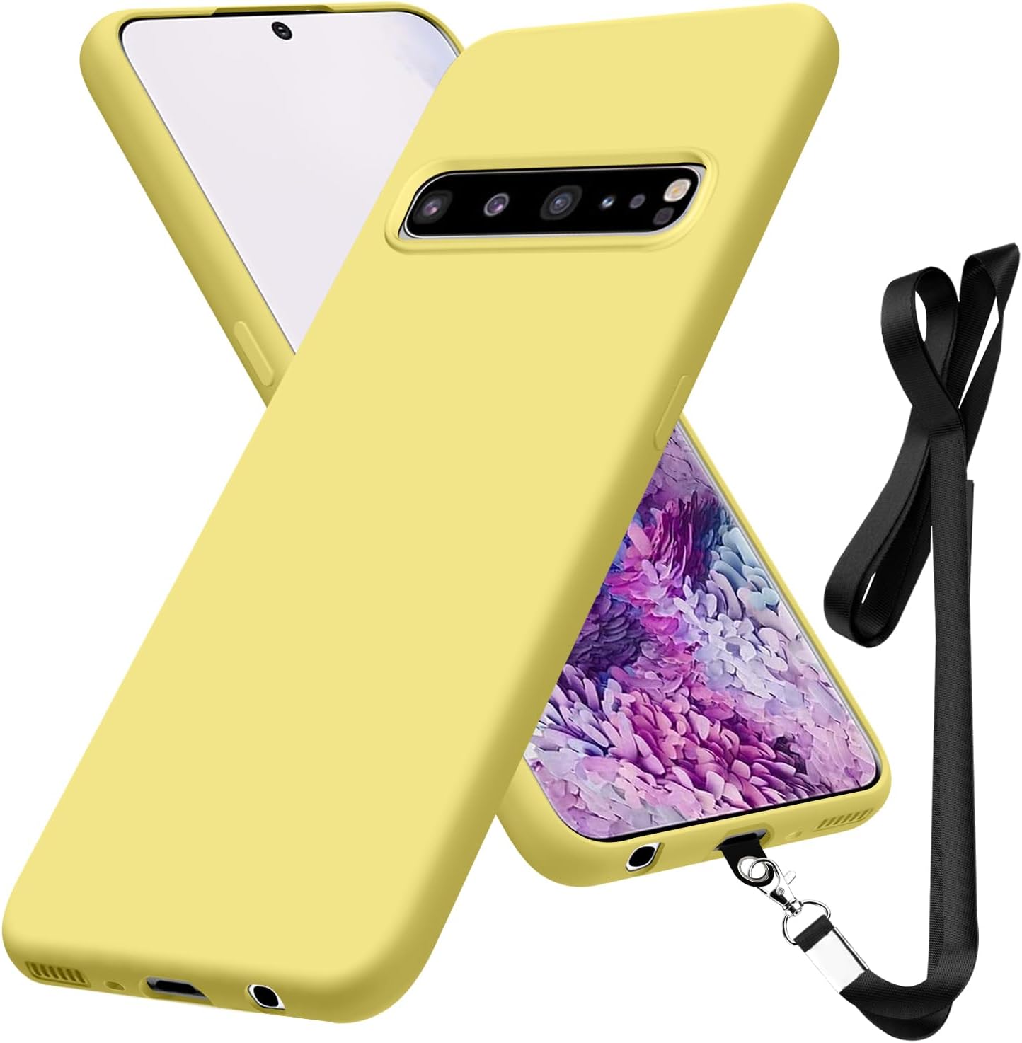 Funda compatible con Samsung Galaxy S10 de 6.1 pulgadas, silicona líquida suave al tacto, correa de cordón para el cuello, funda protectora a prueba