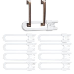 vmaisi – Paquete de 8 cerraduras deslizantes para gabinete para bebé, cerraduras de seguridad ajustables en forma de U, pestillos a prueba de niños vmaisi – Paquete de 8 cerraduras deslizantes para gabinete para bebé, cerraduras de seguridad ajustables en forma de U, pestillos a prueba de niños