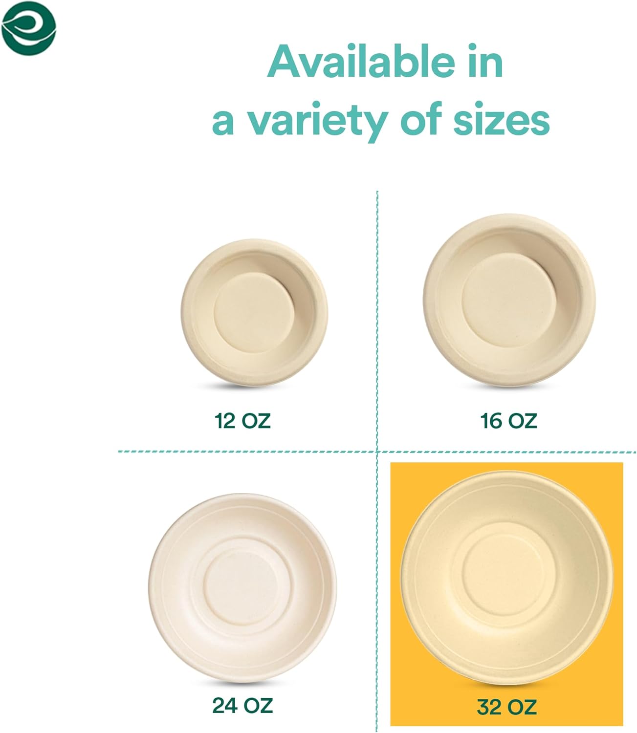 ECO SOUL Cuencos de sopa 100% compostables de 32 onzas (paquete de 125) cuencos desechables resistentes I Tazón de papel resistente I Ensaladera