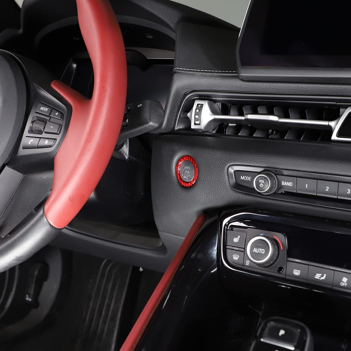 Anillo protector decorativo para interruptor de motor de arranque de encendido de automóvil, borde de fibra de carbono real, apto para Toyota Supra