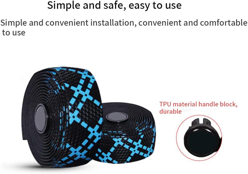 SzBlaZe 2 rollos de gel de sílice para manillar de bicicleta con tapones de barra para bicicleta de montaña de carretera y ciclismo