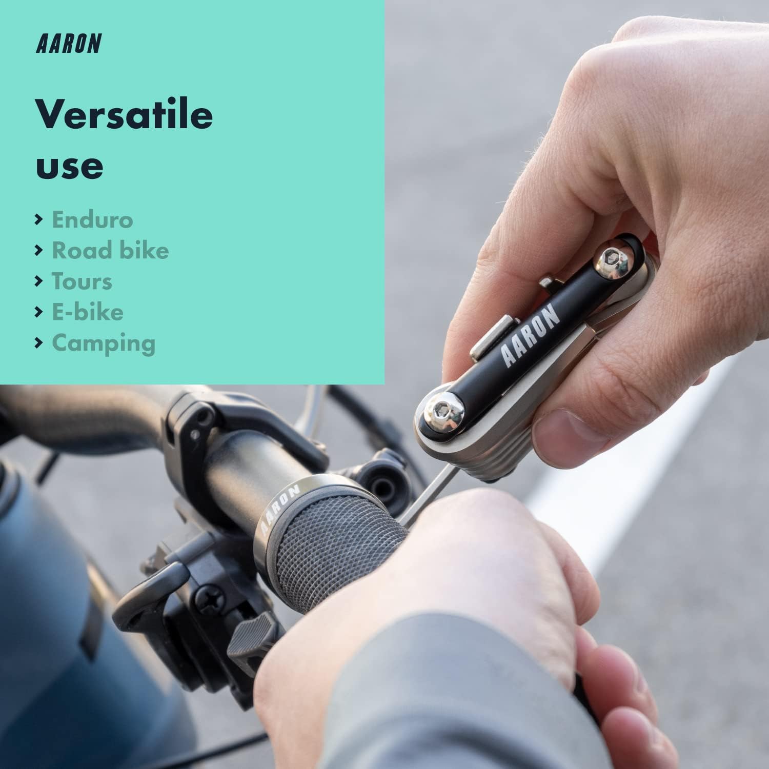 AARON Herramienta Multiherramienta 20 en 1 – Herramienta multifunción para bicicleta hecha de acero inoxidablealuminio – Mini herramienta plegable