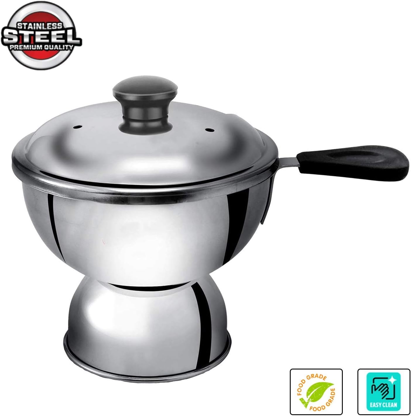 Calidad de exportación de acero inoxidable Chiratta Puttu Maker Puttu Kodam Chiratta Puttu Kutti Uso con Cocina (Paquete de 1)