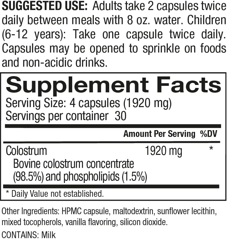 Colostrum-LD – Cápsulas de calostro – 120 unidades – Entrega liposomal