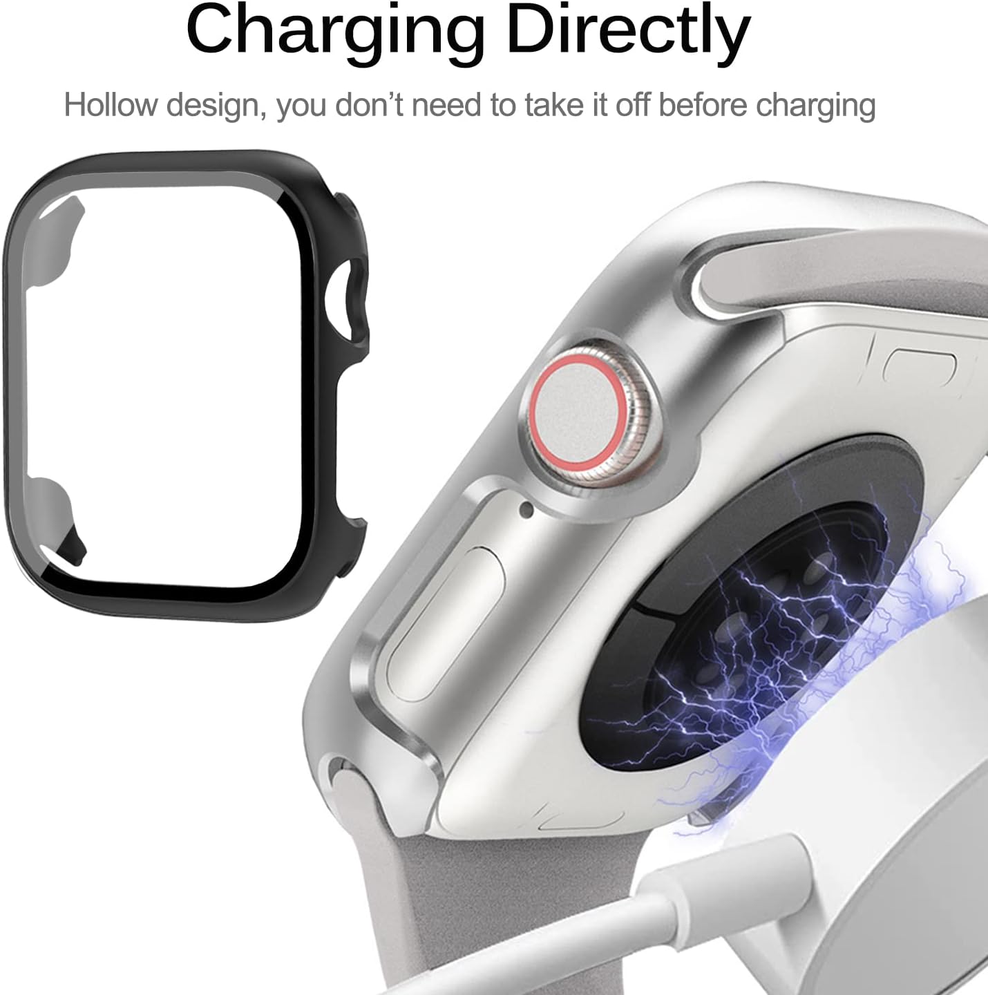 Miimall Funda compatible con Apple Watch Series 9 de 1.614 pulgadas con protector de pantalla antiarañazos, a prueba de golpes, policarbonato duro y