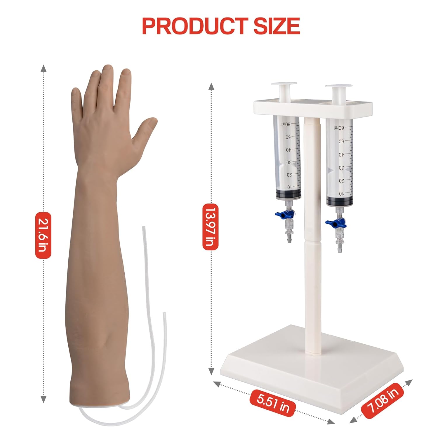 Kit de práctica de flebotomía para entrenamiento de inyección, kit de práctica IV con brazo de flebotomía, kit de práctica de venipunción y