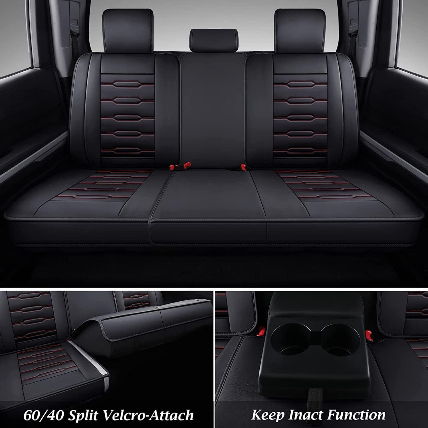 AOMSAZTO Fundas de cuero para asiento de automóvil, ajuste personalizado para Chevrolet 2007-2024 1500 2500 HD 3500 HD Crew Cab Pickup, fundas de