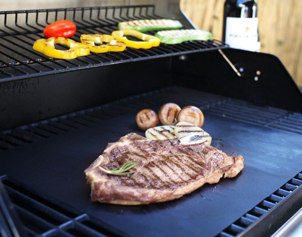 3 unidades de hojas de alfombrilla para parrilla BBQ, 100% antiadherentes, extra gruesas, reutilizables y aptas para el lavavajillas (13 x 15.75
