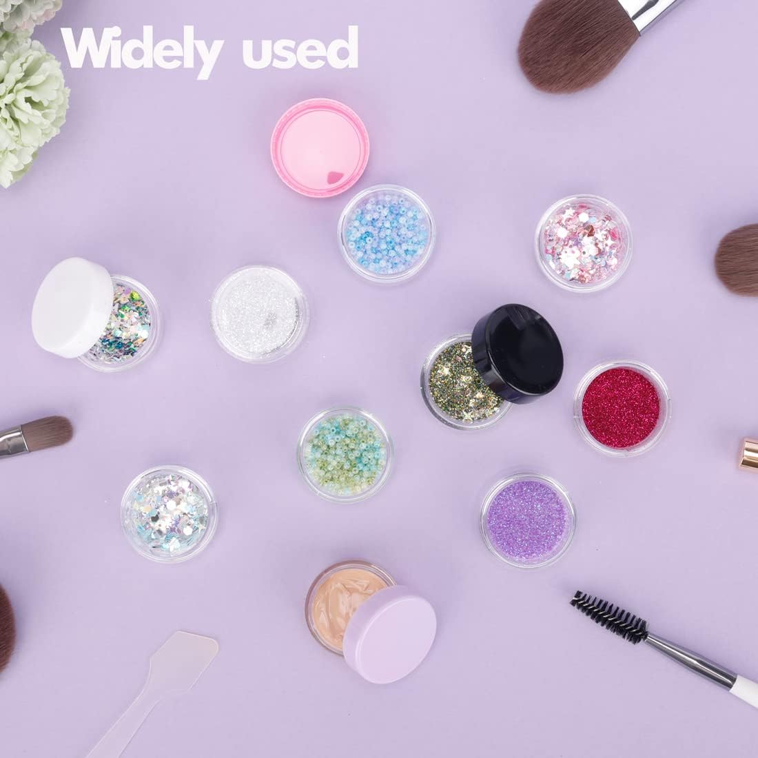 Recipientes de muestra de 0.18 oz con tapas, 25 frascos de muestra de 0.2 fl oz, recipientes vacíos para cosméticos con tapas, pequeños recipientes