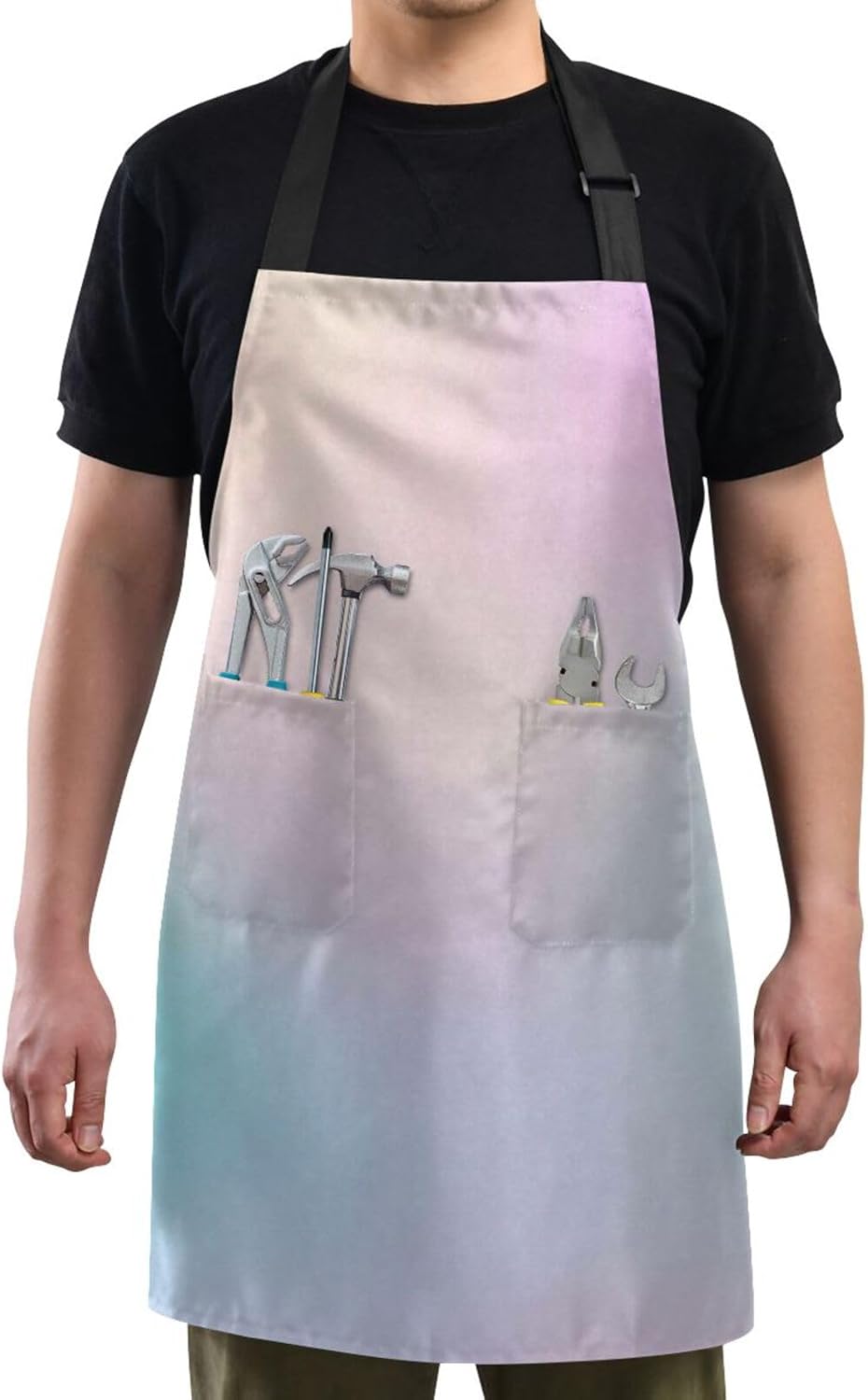 RPLIFE Delantal corto con purpurina rosa y morado con bolsillos, baberos para barbacoa, delantal de cocina para mujer, impermeable, accesorios de