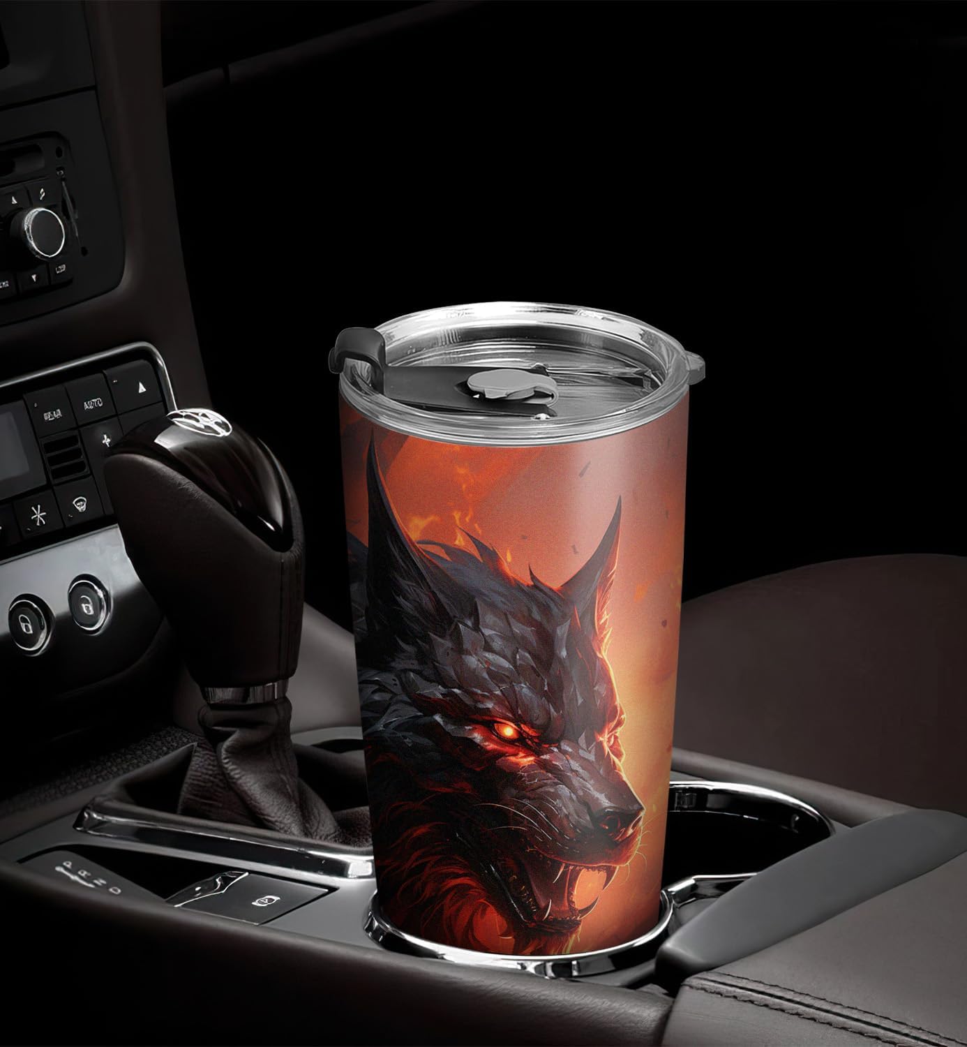 Vaso de Halloween de 20 onzas, regalos de lobo para amantes del lobo, hombre lobo malvado, taza de vaso de lobo demonio, taza de viaje aislada con