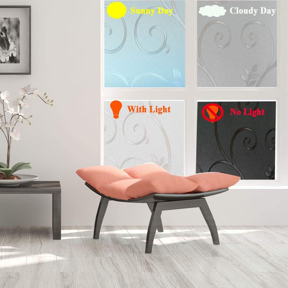 Película de privacidad de flores 3D para ventana, película decorativa para puerta de vidrio esmerilado, sin adhesivo, decoración de vidrieras,