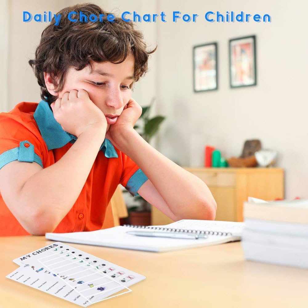 2 piezas de notas de tabla de tareas portátiles para varios niños, tabla deslizante My Chores Slider List Tableros de plan con 10 tarjetas