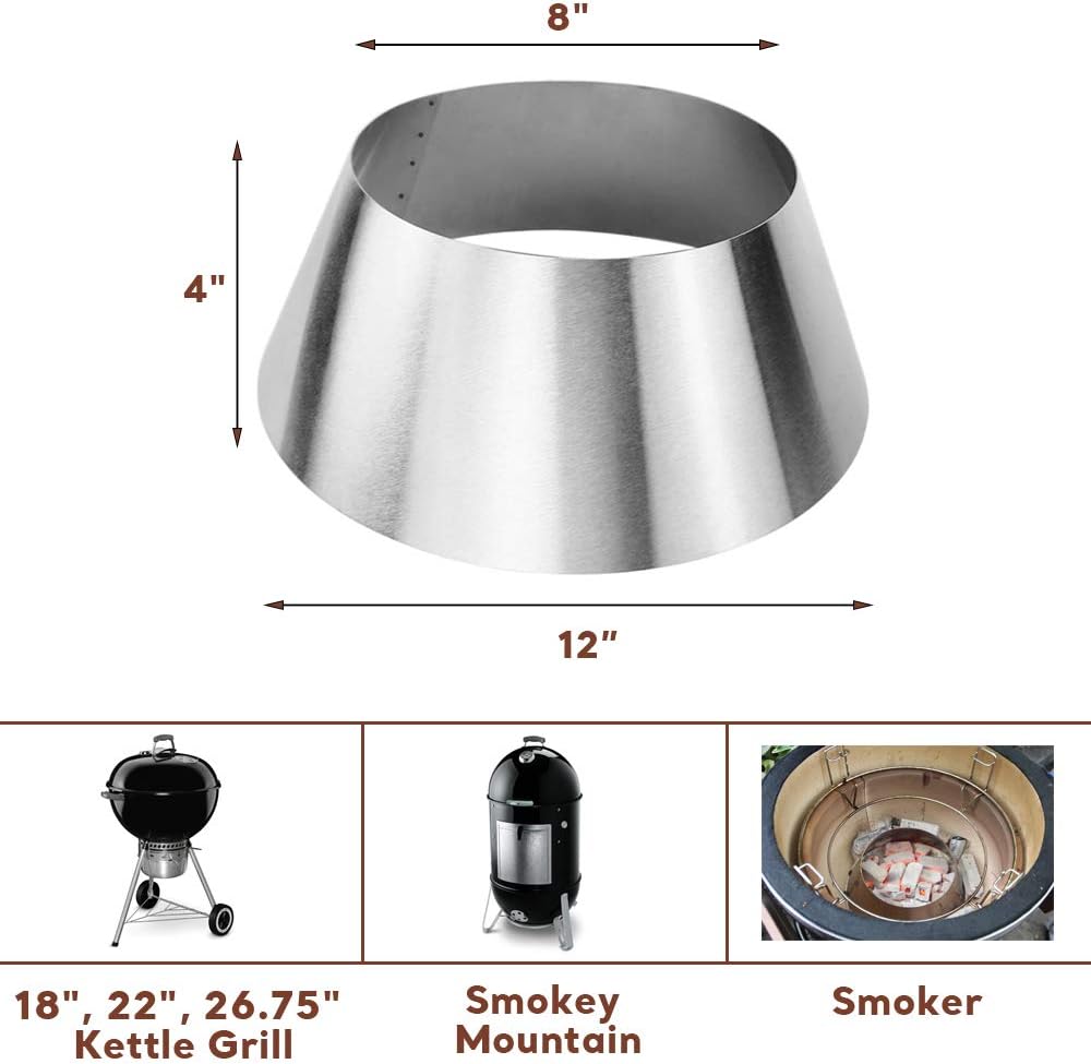 QuliMetal Barbacoa Whirlpool para Weber Kettle 22 26.75 pulgadas WSM, huevo verde grande, Kamado Joe, Weber Smokey Mountain Charcoal Briquet