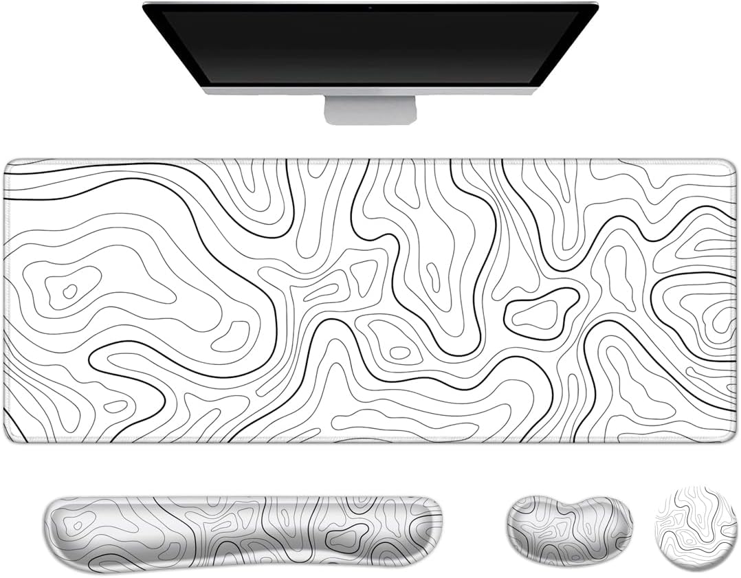 Juego de alfombrillas para mouse y teclado, alfombrilla de mouse extendida para juegos + soporte para reposamuñecas para teclado, espuma