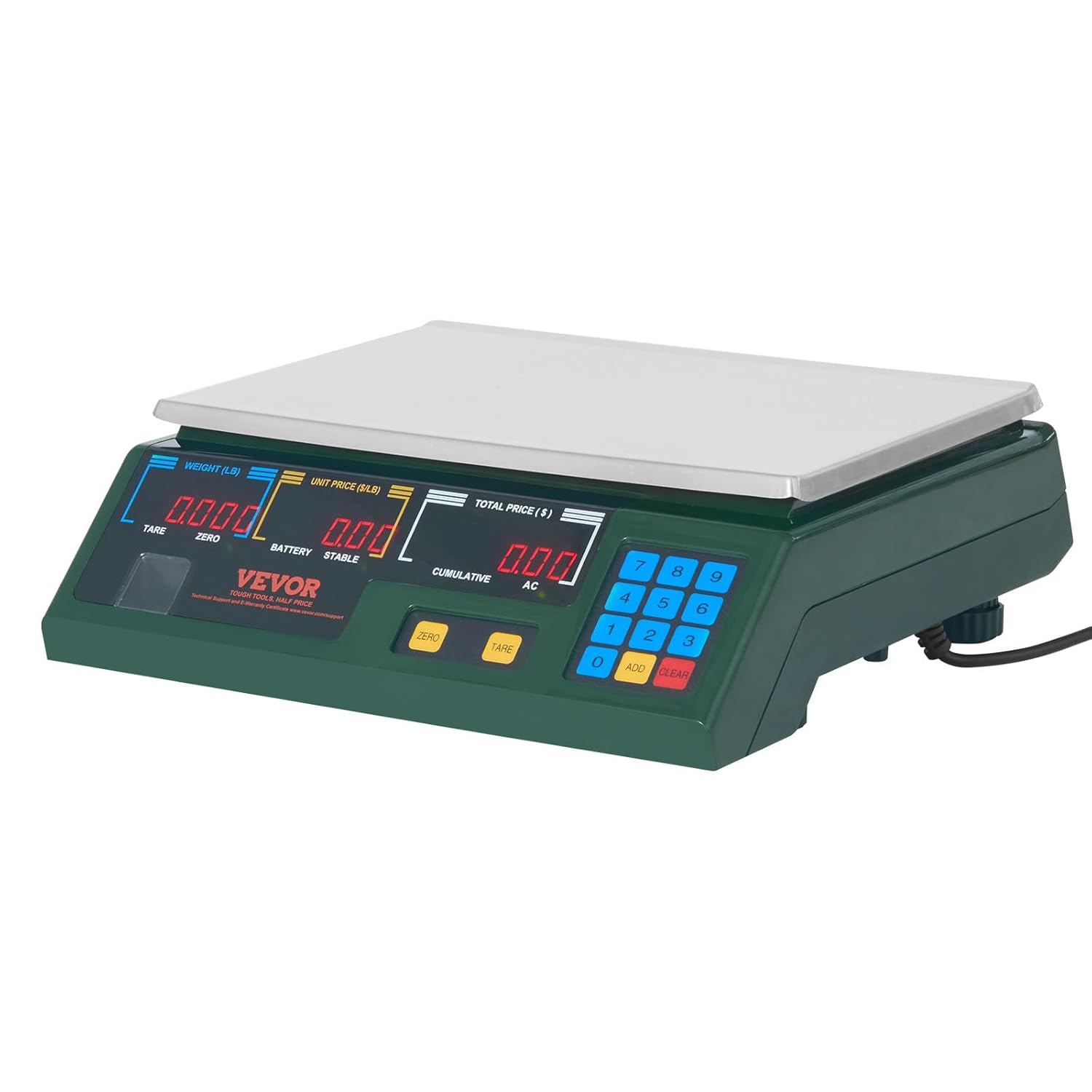 VEVOR Báscula electrónica de computación de precios, básculas digitales de 66 libras, LED digital comercial, alimentos, frutas, carne, conteo de