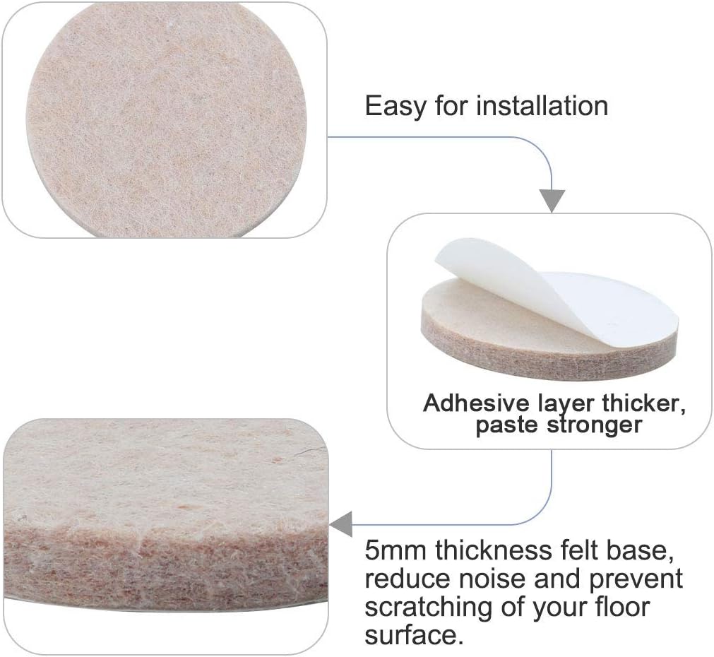 uxcell 50 almohadillas redondas para muebles, 1 14 pulgadas, autoadhesivas, antideslizantes, antiarañazos, fieltro, protector de pisos, beige
