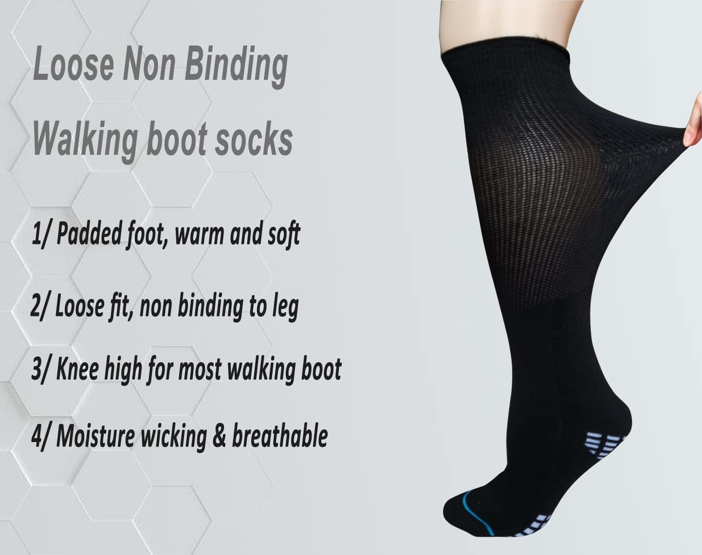 Calcetines extra anchos para diabéticos bariátricos para hombres y mujeres, calcetines de linfedema fundido para tobillo hinchado del pie, 2 pares