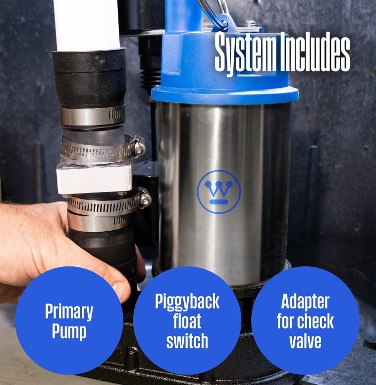 Westinghouse – Bomba sumergible automática de 12 HP con interruptor de flotador vertical integrado, bombas de 5200 galones por hora – Bomba de