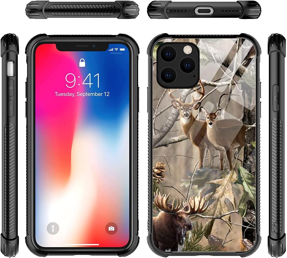 DAIZAG Funda compatible con iPhone 13, funda de protección contra caídas de ciervos de camuflaje para iPhone 13, diseño de bordes de TPU suave para