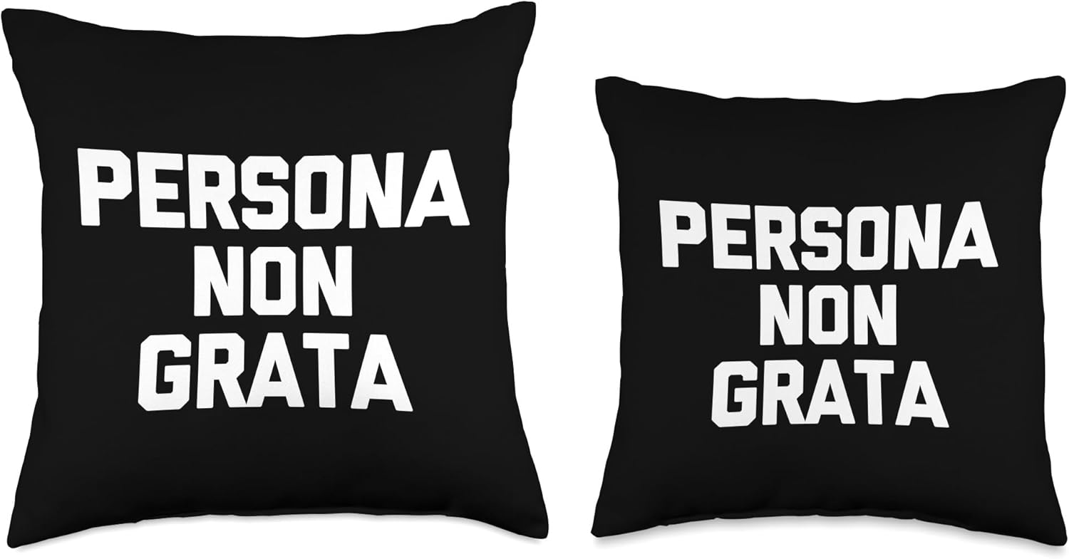 Funny Gifts & Funny Designs Persona Non Grata-Funny Saying Sarcastic Cute Cool Novelty Throw Pillow, 16×16, Multicolor