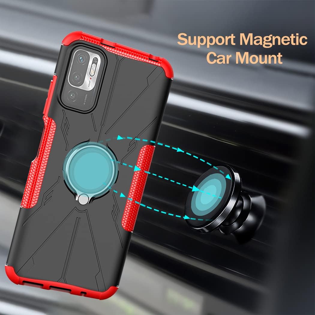 Funda compatible con Redmi Note 10 5GPoco M3 ProRedmi Note 10T 5G con protector de pantalla de vidrio templado, soporte magnético para Xiaomi Redmi