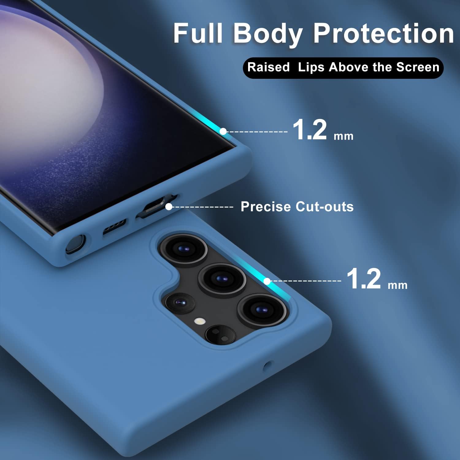 bemal Funda para Samsung Galaxy S23 Ultra, funda de silicona líquida sedosa de ajuste delgado, forro de microfibra resistente a los arañazos,