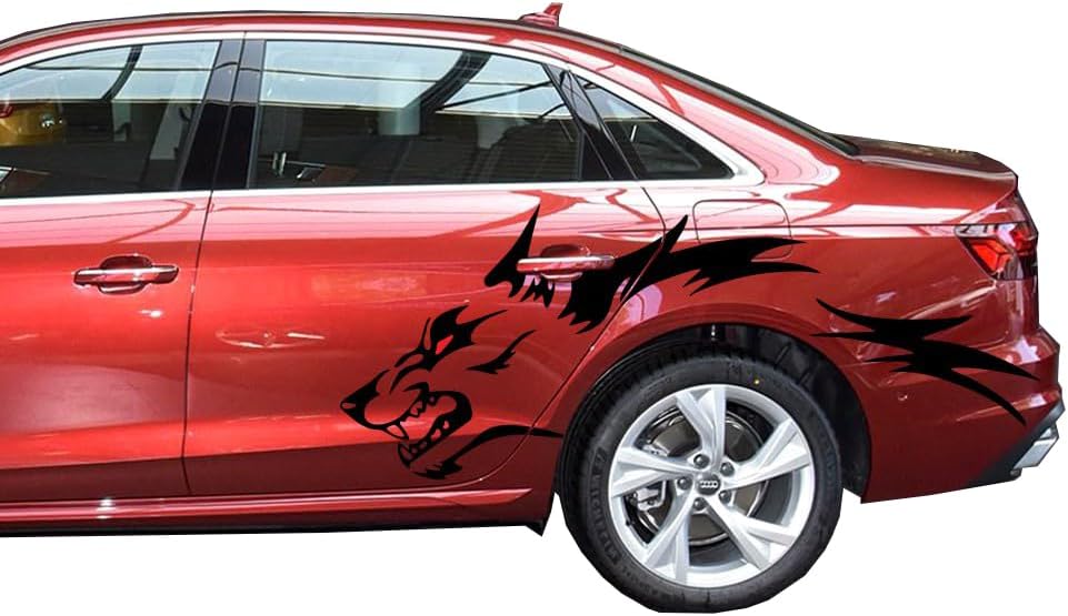 Calcomanías grandes para carrocería de automóvil, calcomanías modificadas geniales para rueda trasera y puerta de automóvil (negro)